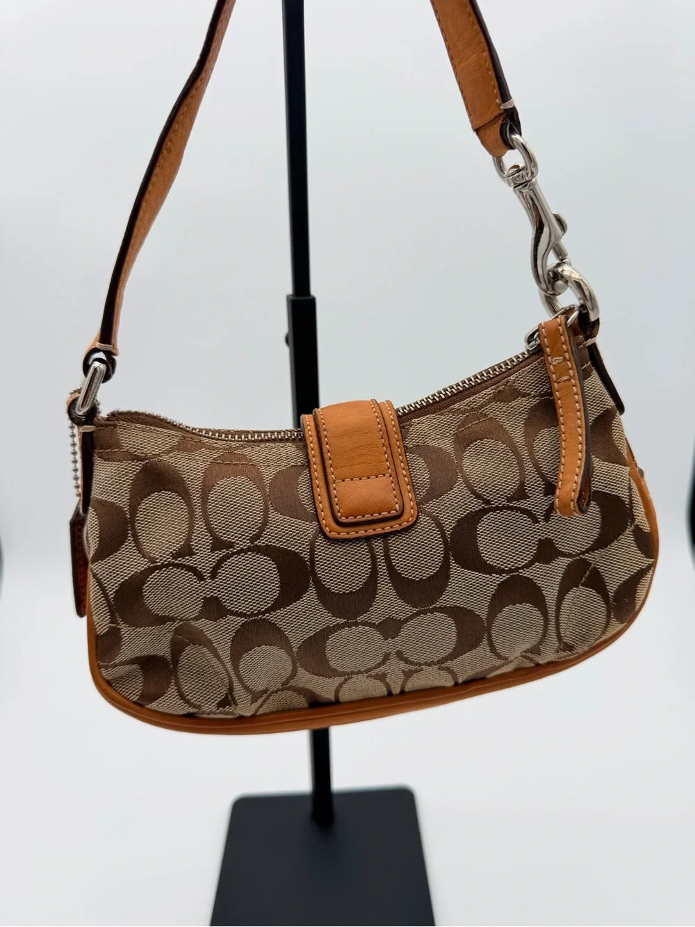 Coach SoHo Y2K Demi Baguette CC Signature Silver Hardware Shoulder Bag 6362